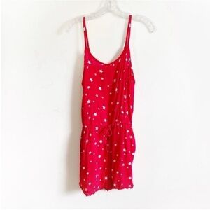 Levis romper red white star print shorts lace tie waist